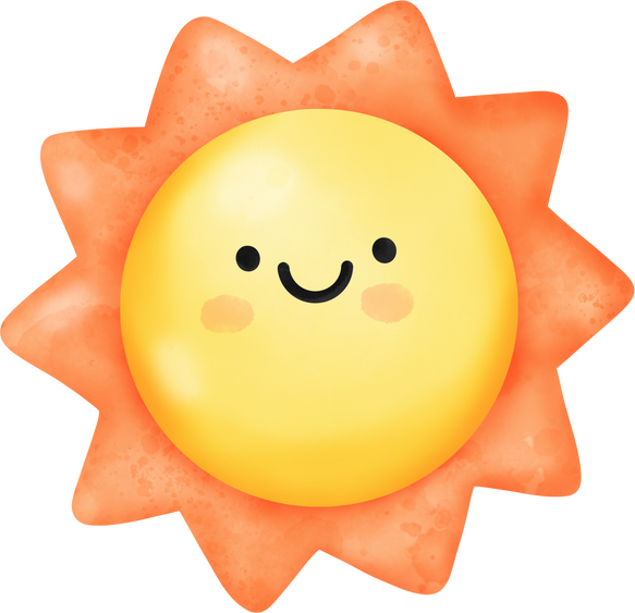 Cute Sun summer watercolor illustration